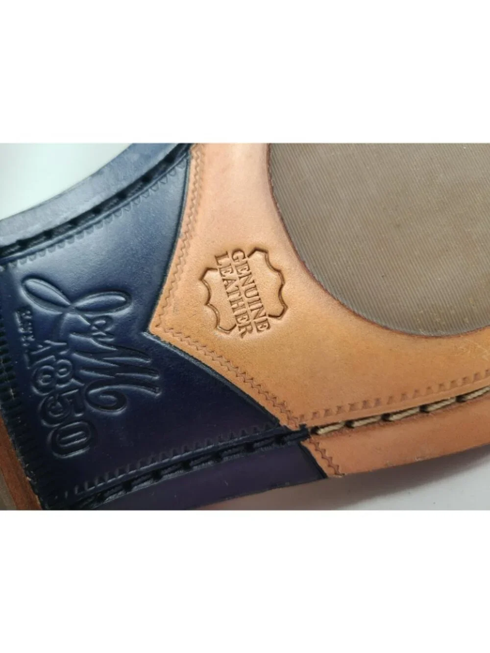 Johnston Murphy Wingtip Oxfords Mens 9M Leather Brogue Dress Shoes Navy...